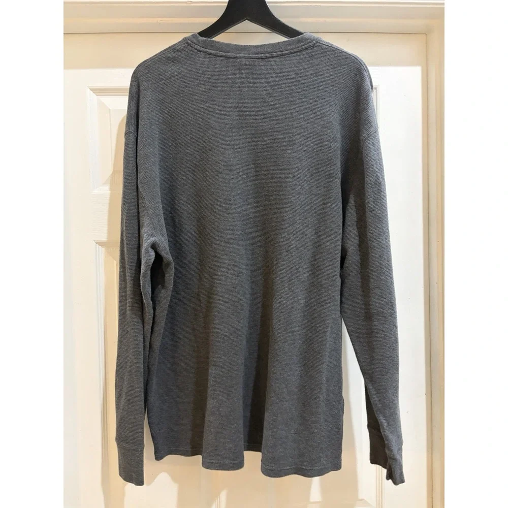 Polo Ralph Lauren Men's Gray Waffle Knit Long Sleeve Thermal Sleepwear Shirt